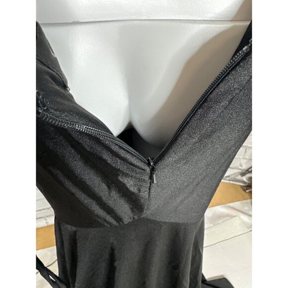 La Femme Womens Black sz 10 V-Neck Sexy Back Fitted Front Slit Maxi Gown Dress - Picture 13 of 13